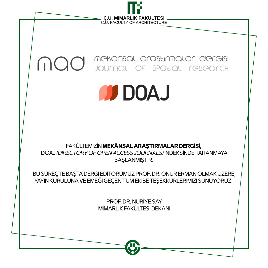 MEKÂNSAL ARAŞTIRMALAR DERGİSİ BAŞARISI